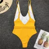 Maillot de bain une pièce côtelé sexy - monokini brésilien - avec ceinture