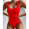 Maillot de bain une pièce côtelé sexy - volants décoratifs - push up