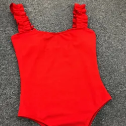 Sexy one piece ribbed swimsuit - decorative ruffles - push upBeachwear