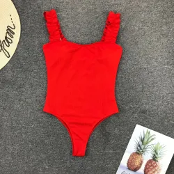 Maillot de bain une pièce côtelé sexy - volants décoratifs - push up