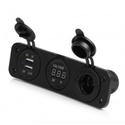 Car charger - socket with dual USB - cigarette lighter / Voltage meter - digital LED displaySwitches