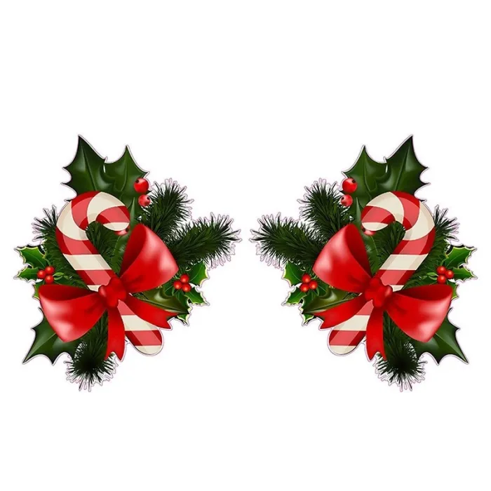 Christmas candy cane with mistletoe - car & wall vinyl sticker - 13 * 7.2cmWall stickers