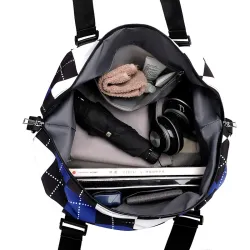 Stylish travel / gym bag - large capacity - waterproof - unisex - plaid printedBags