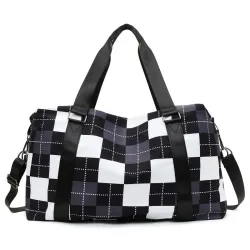 Sac de voyage / gym élégant - grande capacité - imperméable - unisexe - imprimé à carreaux