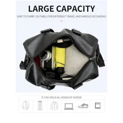 Sac de voyage / sport en cuir à la mode - avec compartiment à chaussures - grande capacité