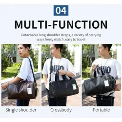 Sac de voyage / sport en cuir à la mode - avec compartiment à chaussures - grande capacité