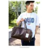 Fashionable travel / sport leather bag - with shoe compartment - large capacityBags
