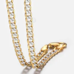 Collier tendance - chaîne cubaine - or & argent