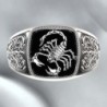 Bague en relief vintage - chevalière - design scorpion - argent sterling 925