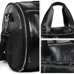 Stylish travel / sport shoulder bag - with shoe storage - large capacity - leatherBags