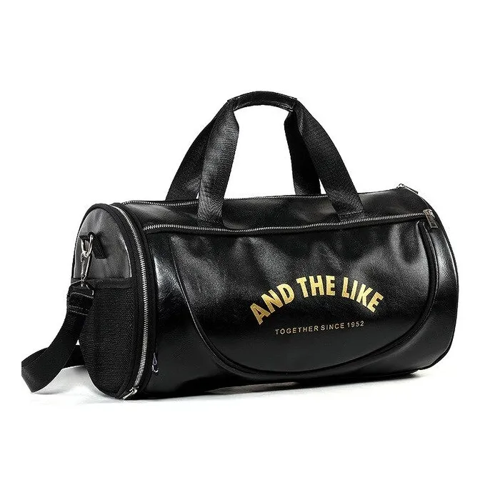 Stylish travel / sport shoulder bag - with shoe storage - large capacity - leatherBags