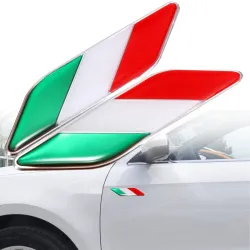 Drapeau italien 3D - insigne - emblème - autocollant de voiture - Italie - 2 pièces