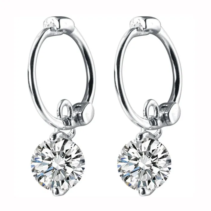 Boucles d'oreilles créoles avec zircone - argent sterling 925