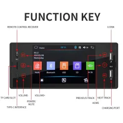 Car radio - camera - remote control - M150 - 1 Din - 5 inch - Bluetooth - Android - Mirror Link - USBDin 1