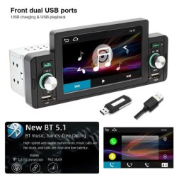 Autoradio - M160 - télécommande - caméra - 1 Din - 5 pouces - Mirror Link - Bluetooth - Android - IOS - double USB