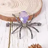 Broche élégante - araignée noire - opale rose
