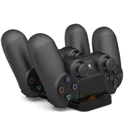 Manette sans fil Playstation 4 - double chargeur - USB - LED - PS4