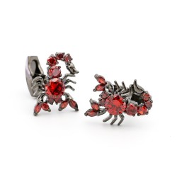 Boutons de manchette luxueux - scorpions en cristal d'argent