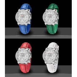 PAGANI DESIGN - Montre à quartz automatique - avec cristaux - miroir saphir - bracelet en cuir