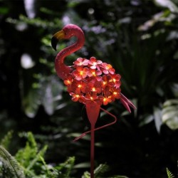 Lampe solaire de jardin - lampe en métal - étanche - flamant rose