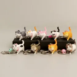 Chat en résine - porte-clés
