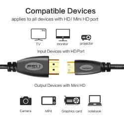 Câble Mini HDMI vers HDMI - 1080P - haut débit - connecteur plaqué or
