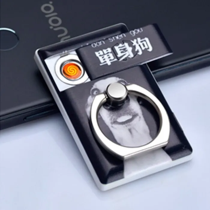 Support téléphone universel 2 en 1 - avec briquet - anneau réglable - chargement USB