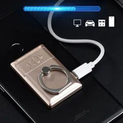 Support téléphone universel 2 en 1 - avec briquet - anneau réglable - chargement USB