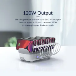 ORICO - Chargeur USB 10 ports - station d'accueil - avec support - 120W 5V2.4A*10