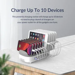 ORICO - Chargeur USB 10 ports - station d'accueil - avec support - 120W 5V2.4A*10