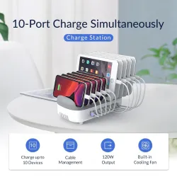 ORICO - Chargeur USB 10 ports - station d'accueil - avec support - 120W 5V2.4A*10
