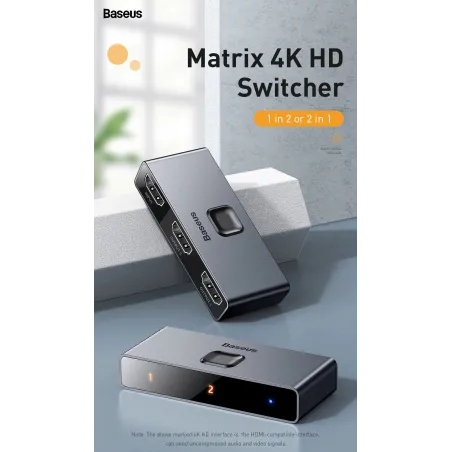Baseus - Commutateur 4K HD - Adaptateur compatible HDMI
