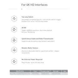 Baseus - Commutateur 4K HD - Adaptateur compatible HDMI