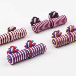 Cylindres / nœuds tressés colorés - boutons de manchette