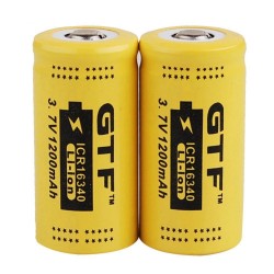 3.7V 1200mAh - Batterie li-ion CR123A/16340 - rechargeable - 2 pièces