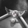 Broche luxueuse - ailes d'ange - coeur cristal - perle