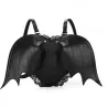Sac à dos noir en cuir - style punk - avec ailes de chauve-souris