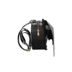 Sac à dos noir en cuir - style punk - avec ailes de chauve-souris