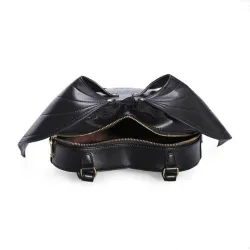 Sac à dos noir en cuir - style punk - avec ailes de chauve-souris