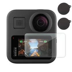 Couvercle d'objectif en silicone - protecteur d'écran en verre trempé - pour GoPro Max