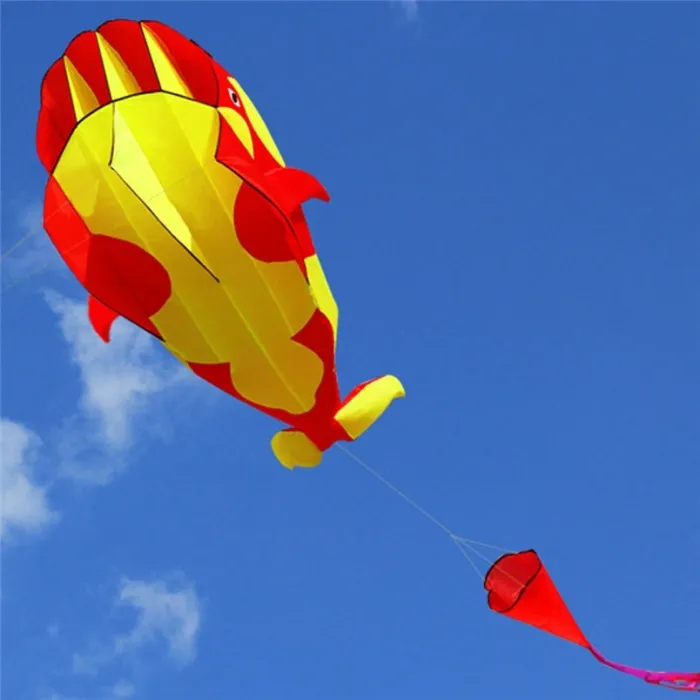 Baleine géante - dauphin - sans cadre - cerf-volant de plage avec ligne - 2 mètres