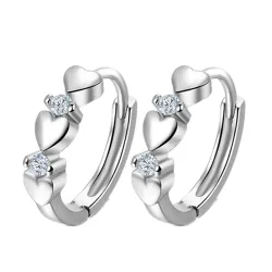 Boucles d'oreilles élégantes - coeurs / zircone - argent sterling 925