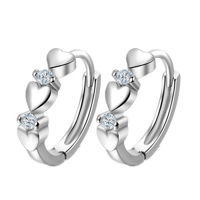 Boucles d'oreilles élégantes - coeurs / zircone - argent sterling 925