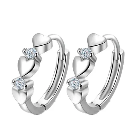 Boucles d'oreilles élégantes - coeurs / zircone - argent sterling 925