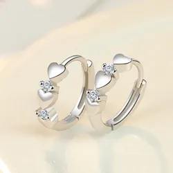 Boucles d'oreilles élégantes - coeurs / zircone - argent sterling 925
