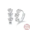 Boucles d'oreilles petites rondes - fleurs / zircone - argent 925