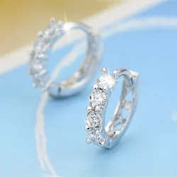 Boucles d'oreilles rondes en cristal - argent sterling 925