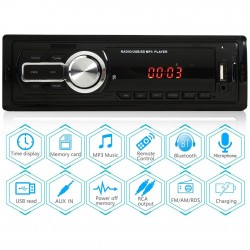 Autoradio Bluetooth - 1 DIN - USB - RCA - FM - MP3 - AUX - avec télécommande