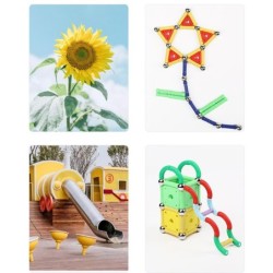 Blocs de construction magnétiques - puzzle coloré - tiges/boules - jouet éducatif