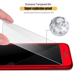 Coque intégrale Luxury 360 - avec protection d'écran en verre trempé - pour iPhone - noire